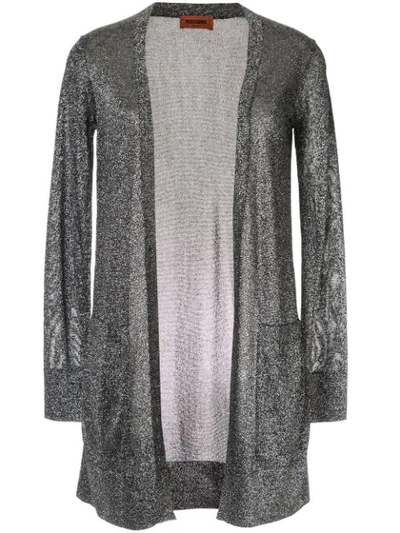 Shop Missoni Long Glittery Cardigan In Silver