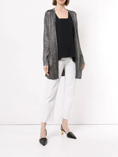 Shop Missoni Long Glittery Cardigan In Silver