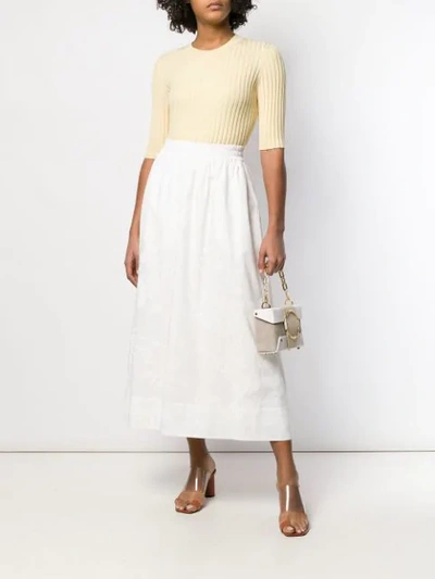 Shop Agnona Elastic Waistband Skirt In White