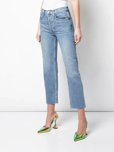 Shop Re/done High Rise Pipe Jeans In Blue