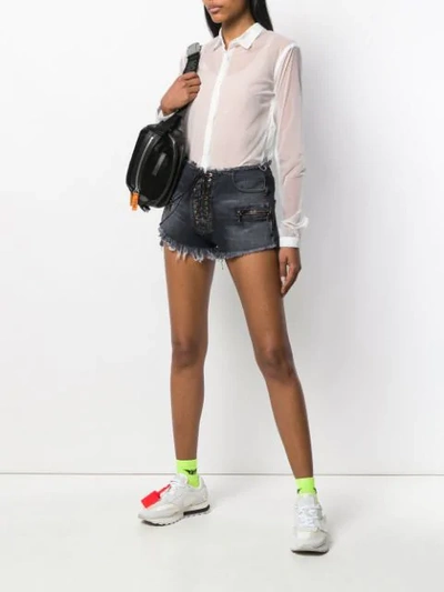 Ben Taverniti Unravel Project Unravel Black Denim Full Zip Shorts In Black