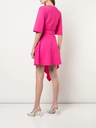 Shop Oscar De La Renta Drape Front Mini Belted Dress In Pink