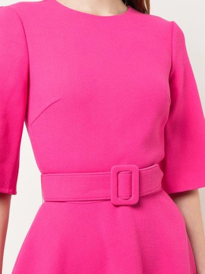 Shop Oscar De La Renta Drape Front Mini Belted Dress In Pink