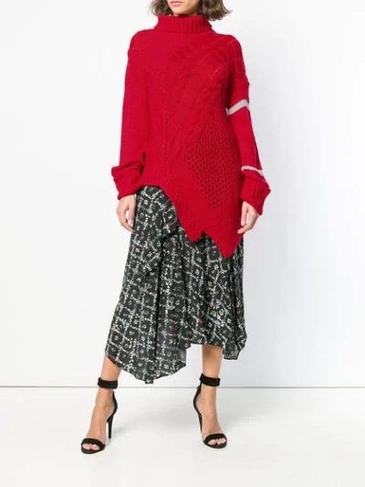 Shop Preen Line Serenity Flared Sweater  In Red + Ivory