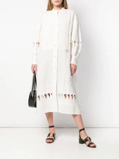 Shop Sonia Rykiel Cut Out Details Shirt Dress - White