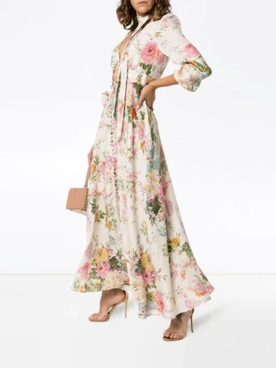 Shop Zimmermann Heather Garden Floral Print Maxi Dress In Neutrals