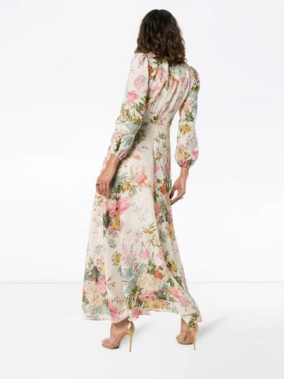 Shop Zimmermann Heather Garden Floral Print Maxi Dress In Neutrals