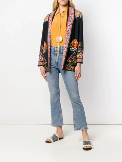 Shop Etro Floral Print Jacket In Black