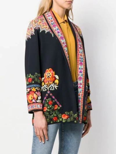 Shop Etro Floral Print Jacket In Black