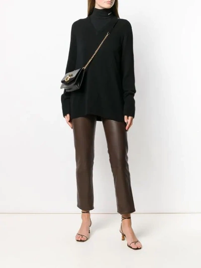 Shop The Row Leather Cropped Trousers In Brown