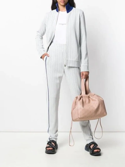 Shop Stella Mccartney Zip-front Pinstripe Cardigan - White