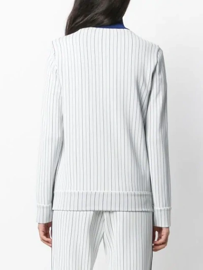 Shop Stella Mccartney Zip-front Pinstripe Cardigan - White