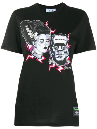 Shop Prada Couple Print T-shirt - Black