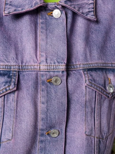 Shop Msgm Sleeveless Denim Jacket In Purple