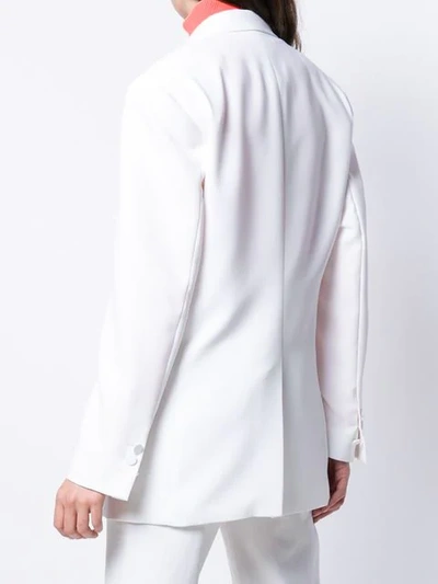 Shop Msgm Tailored Fit Blazer In White