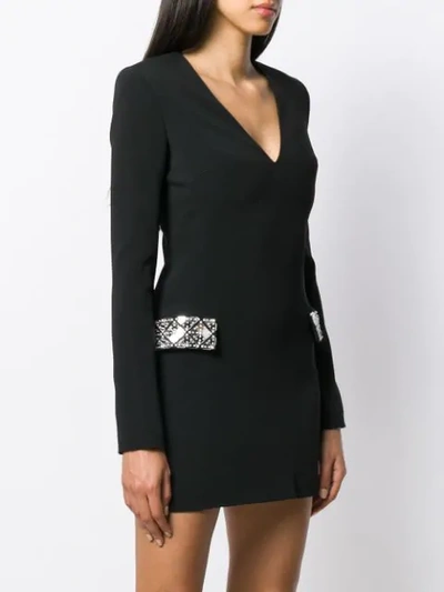 Shop David Koma Embellished Pocket Dress In Black
