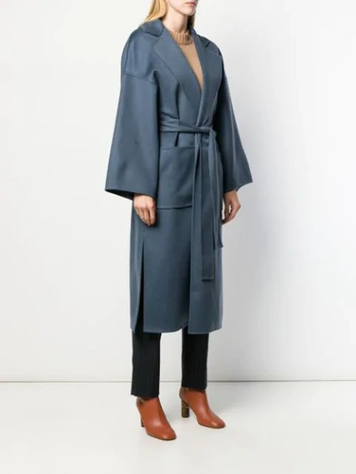 Shop Loewe Belted Wrap Coat In Blue