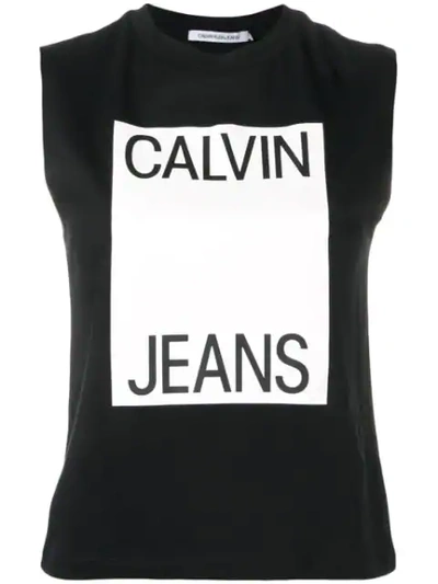 Shop Calvin Klein Jeans Est.1978 Calvin Klein Jeans Box Logo Tank Top - Black