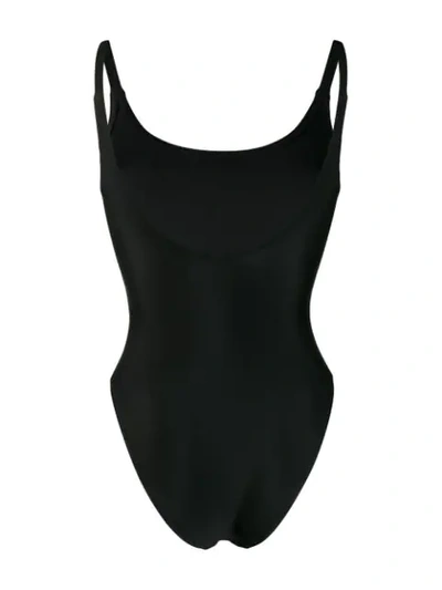 Shop Adidas Originals Contrast Logo Swimsuit In Black