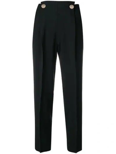 Shop Incotex Metallic Button Trousers In Black