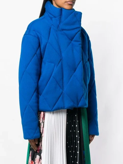 Shop Cedric Charlier Quilted Oversized Jacket In Blue