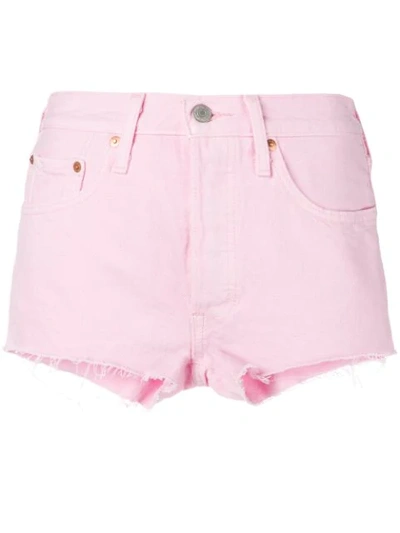 Shop Levi's High-waisted Denim Shorts In Pink