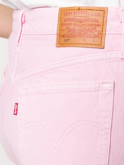 Shop Levi's High-waisted Denim Shorts In Pink