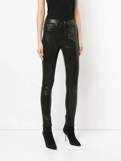 Shop Rag & Bone Skinny Leather Trousers In Black