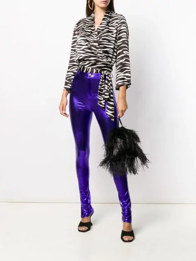 Shop Attico Metallic Slim Trousers In 012 Violet