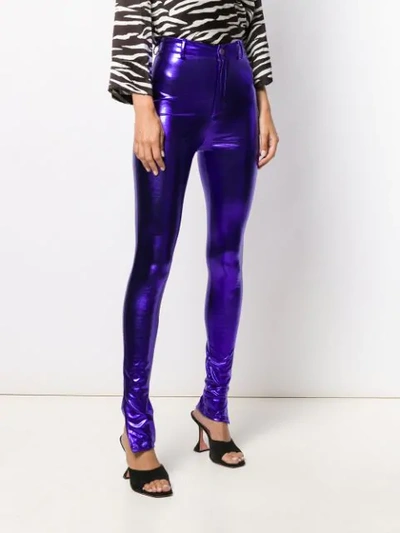 ATTICO METALLIC SLIM TROUSERS - 紫色