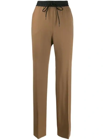 Shop P.a.r.o.s.h Two Tone Flared Trousers In Brown