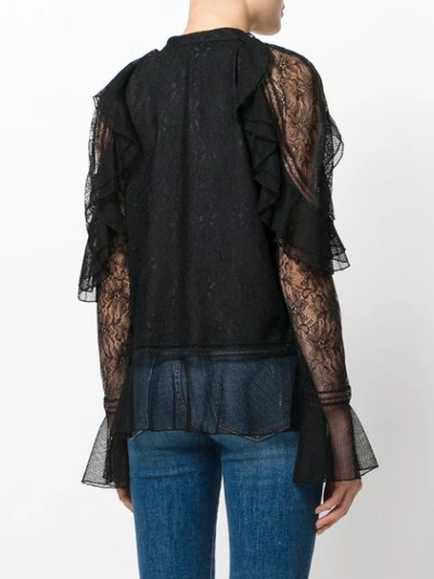 Shop Just Cavalli Lace Overlay Blouse In Black
