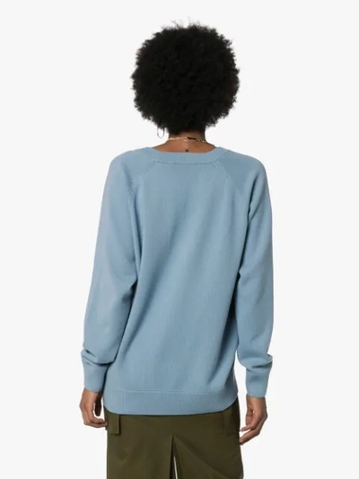Shop Givenchy V-neck Relaxed Fit Sweater In Blue
