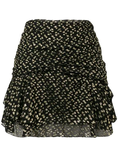 Shop Saint Laurent Printed Mini Draped Skirt In Black