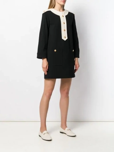 Shop Gucci Button Detailed Shift Dress In Black