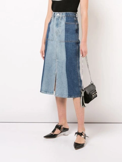 Shop Proenza Schouler Pswl 2-tone Denim Skirt In Blue