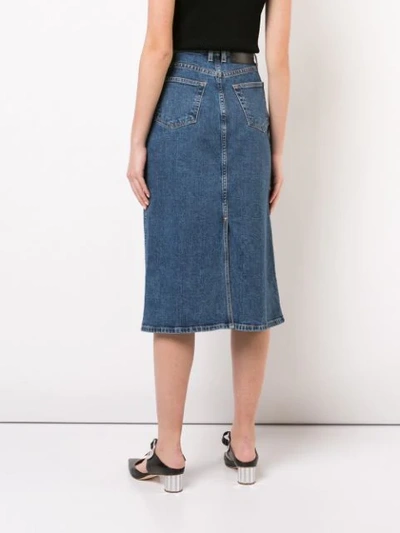 Shop Proenza Schouler Pswl 2-tone Denim Skirt In Blue
