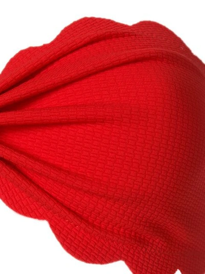 Shop Marysia Strapless Scalloped Trim Bikini Top In Red