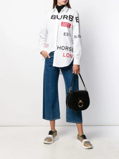 Shop Burberry Oversized-hemd Mit Horseferry-print In White
