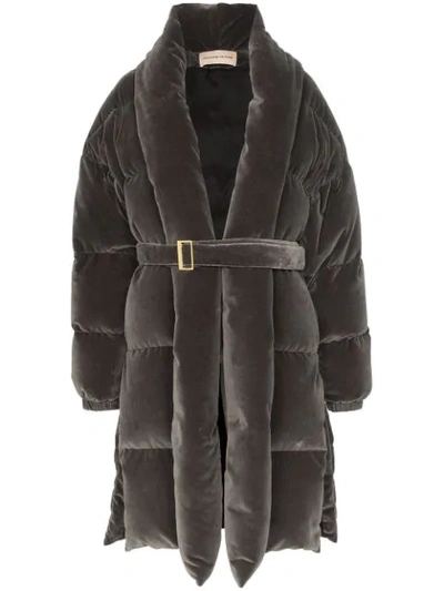 Shop Alexandre Vauthier Padded Belted Coat In Grey