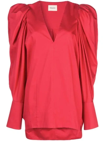 Shop Khaite Ruched Detail Blouse - Rot In Red