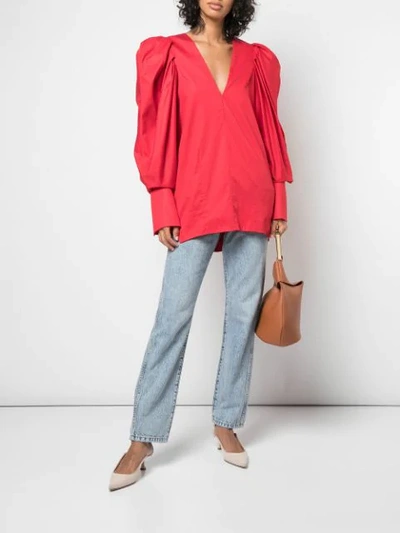 Shop Khaite Ruched Detail Blouse - Rot In Red