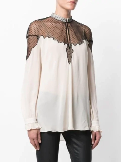 Shop Just Cavalli Sheer Panel Blouse In Neutrals