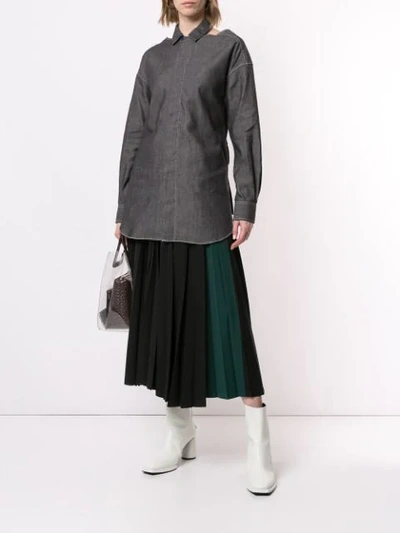 Shop Facetasm Colour Block Pleated Skirt In Black