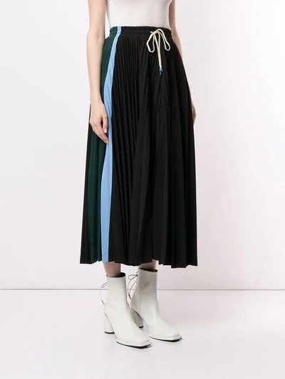 Shop Facetasm Colour Block Pleated Skirt In Black