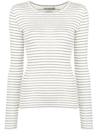 Shop Vince Striped Jersey Top In White