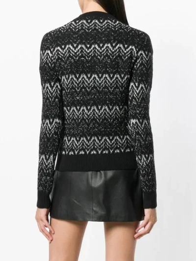 Saint Laurent Metallic Jacquard-knit Wool-blend Sweater In Black