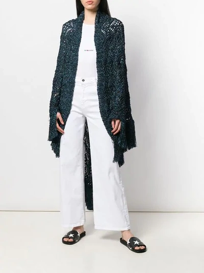 Shop Circus Hotel High Low Crochet Cardigan In Blue