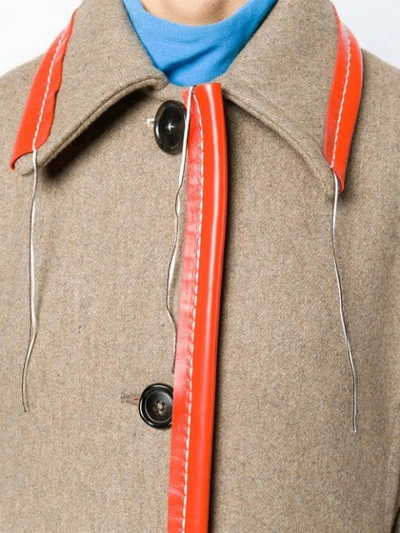 Shop Marni Hanging Thread Detail Coat In Y4002 Dijon/orangered