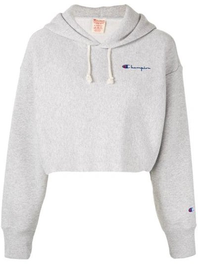Shop Champion Cropped Sweatshirt In Grey